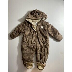 Carters Baby Bunting Outwear Hooded Footed Zip Up Brown Moose Reindeer 3 Months